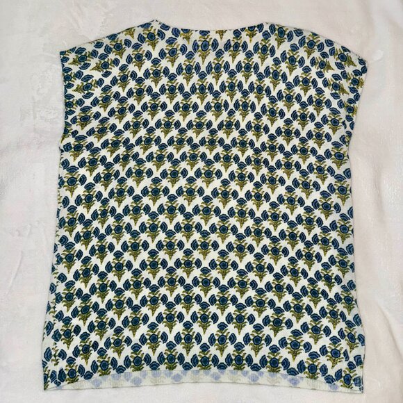 Boden Printed Crew Neck Knitted Sweater, Brunnera Blue Poppy Geo 4 EUC - Picture 10 of 10
